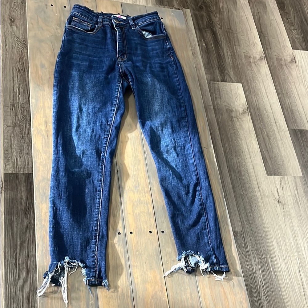Buddy Love Blue Ankle Cropped Jeans with Frayed Hem size 27